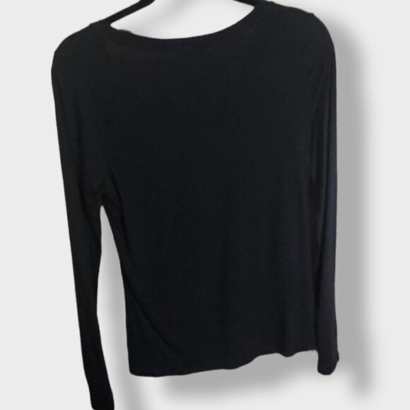 TALBOTS Long Sleeve Crew Neck Tee Black Size M - Picture 3 of 4